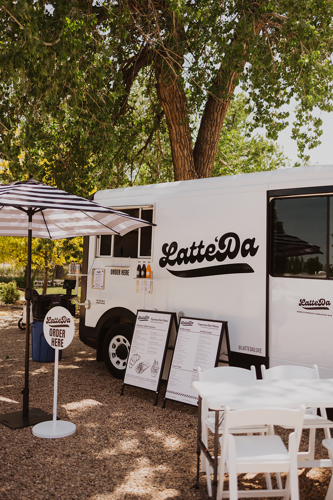 Latte'Da wedding coffee bar at Salt & Acres in Colorado